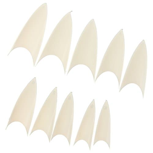 FlyItem® 500 Pcs Stilettos Sharp False Nail Art Acrylic Tips Manicure Tools (Natural)