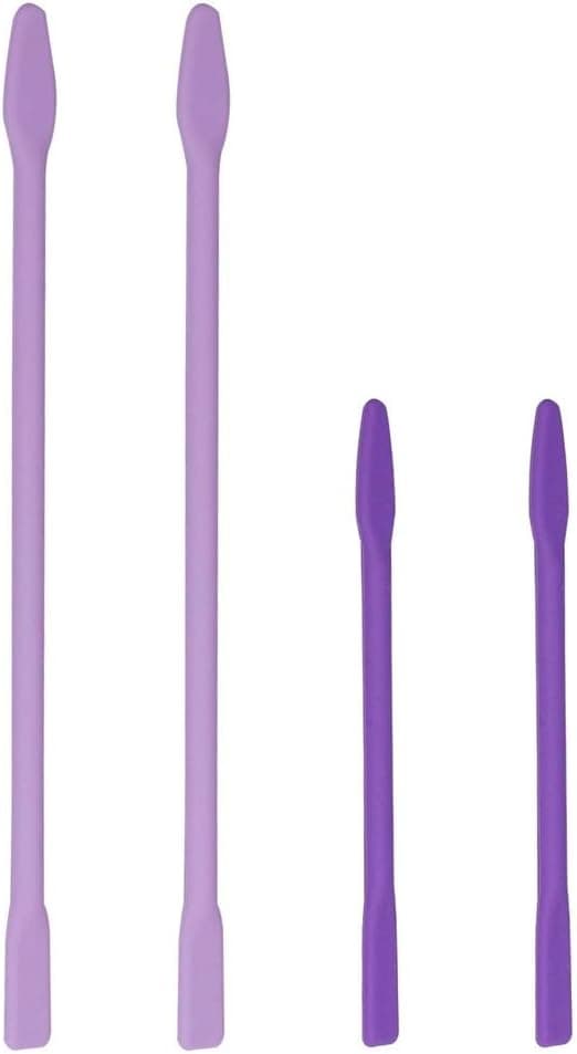 FASHIONROAD Mini Silicone Spatula Set,4 Pack Small Silicone Spatula for Makeup, Get Every Last Drop from Skinny Openings Thin Jar Scraper for Kitchen (Purple)