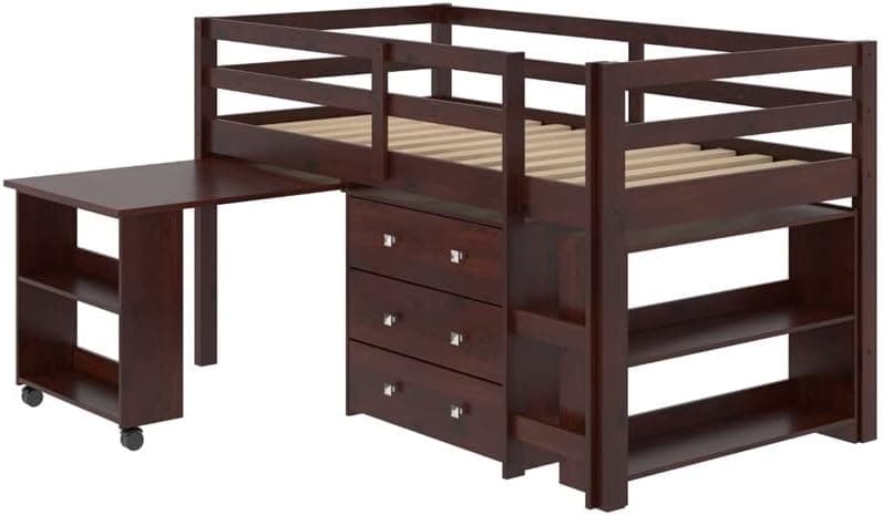 DONCO Kids Low Study Loft Bed, Dark Cappuccino