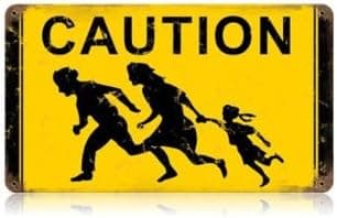 Caution Running Family Vintage Metal Sign Funny 14 X 8 Steel Not Tin