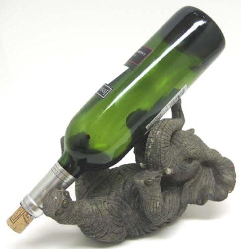 Playful Elephant Tabletop Wine Bottle Holder Figurine Statue