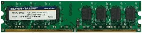 Super Talent DDR2-667 1GB/64x8 Memory T667UB1GC, Bulk