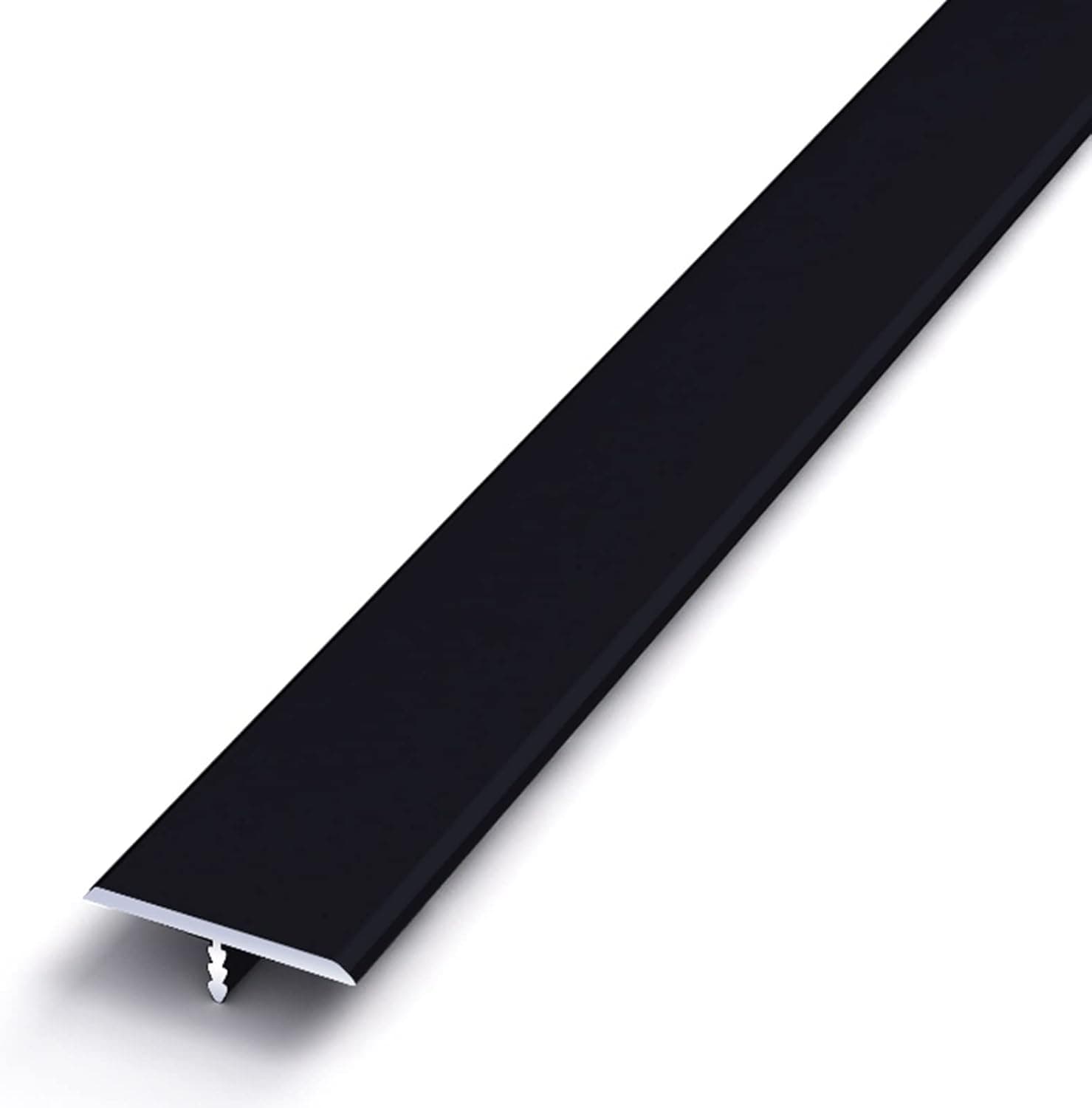 Aluminum T Molding Floor Transition Strip 36 inch by 1 1/4 inch, Matte Black Doorway Edge Trim for Wood Vinyl Laminate Floors, Flat Cinch Seam Cover/Binder, 33mm Wide