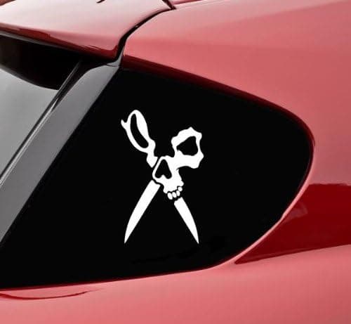 Skull Scissors Vinyl Decal Bumper Sticker