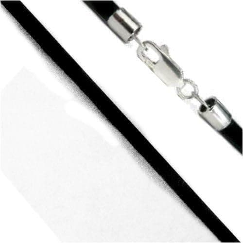 2mm Black 22" Leather Cord Chain Sterling Silver Necklace