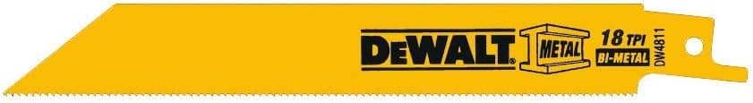 DEWALT Reciprocating Saw Blades, Bi-Metal, 6-Inch, 18 TPI, 5-Pack (DW4811)
