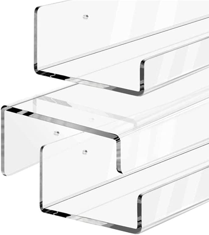 Ymeibe 8 inch Heavy Duty Floating Shelf Brackets Wall Metal Shelving Supports, Wall Mounted Concealed Hidden Hardware Brace Invisible Acrylic Floating Wall Ledge Shelf