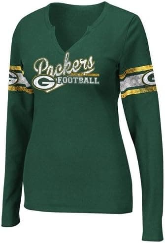 VF Green Bay Packers Womens Gameday Gal V Green Long Sleeve T-Shirt