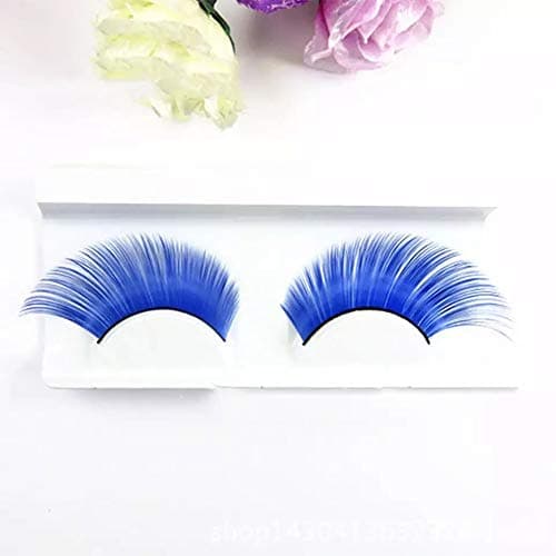 Alluring Synthetick Mink Lashes Reusable Strip False Eyelashes Hand-made Cat-Eye, Fun Color Lashes - BLUE