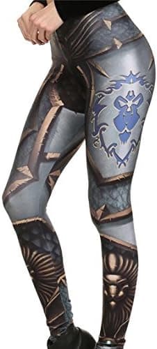 COCOLEGGINGS Lady High Rise Domineering Armor Digital Print Workout Leggings Free Size