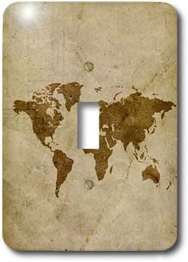 3dRose LLC 3dRose LLC lsp_119636_1 Vintage World Map On Paprus Paper - Single Toggle Switch