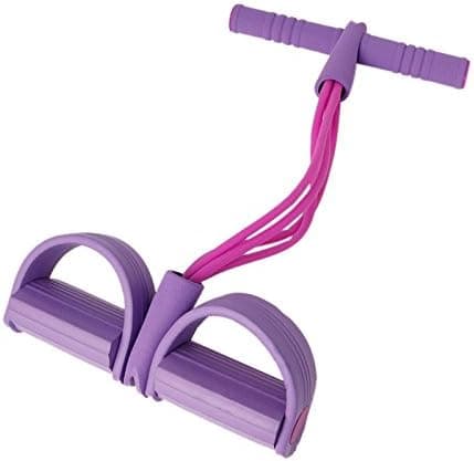 4-Tube Foot Pedal Pull Rope Exercise Resistance Sit-up Yoga Fitness Equipment (Purple)