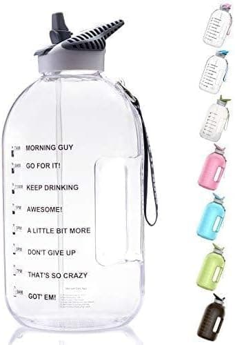 bottled joys Gallon Water Bottle with Straw,BPA Free Large Water Bottle with Motivational Time Marker Reminder Leak-Proof Drinking Big Water Jug for Sports Workouts and Outdoor Activity