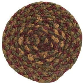 BCD Cinnamon Braided Jute Coaster Country Red Tan Brown Olive Green Primitive Home DÃcor