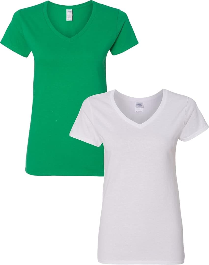 Gildan Women's Heavy Cotton V-Neck T-Shirt, 2-Pack