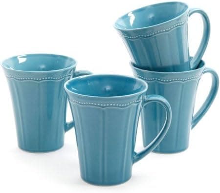 Pioneer Woman Paige 4-Piece Transparent Glaze Mug Set (Denim)