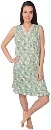 Beverly Rock Women's Floral Print Cotton Blend Short Sleeve Knit Nightgown