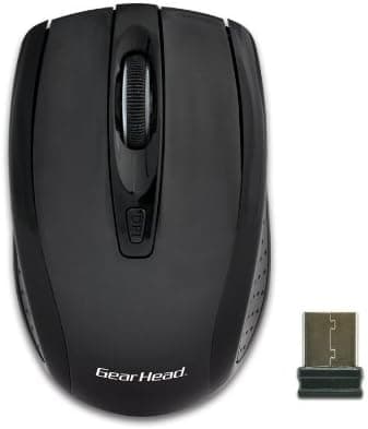 Gear Head 2.4 GHz Wireless Optical Nano Mouse, Piano Black (MP2325BLK)