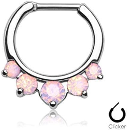Freedom Fashion Five Pronged Opalites 316L Surgical Steel Septum Clicker Ring