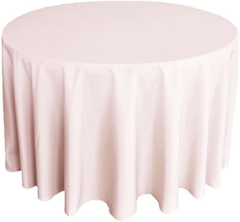Wedding Linens Inc. Wholesale (200 GSM) 90" Round Seamless Polyester Tablecloths Table Cover Linens for Restaurant Kitchen Dining Wedding Party Banquet Events - Blush Pink