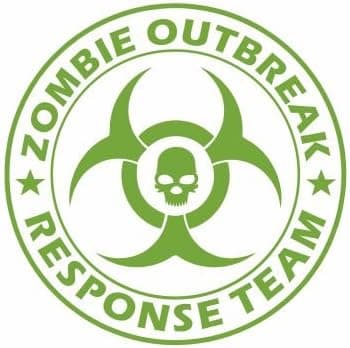 Large Zombie Outbreak Response Team with Skull Vinyl Decal Sticker Wall Art Graphic (Lime Green)