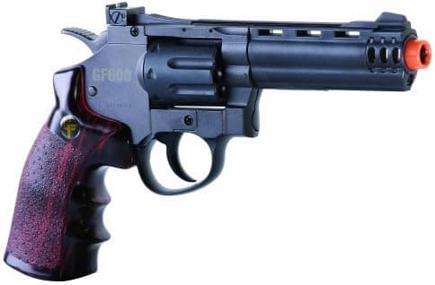 Game Face ACG357 CO2-Powered GF600 Semi-Auto 357 Airsoft Revolver, Grey/Brown