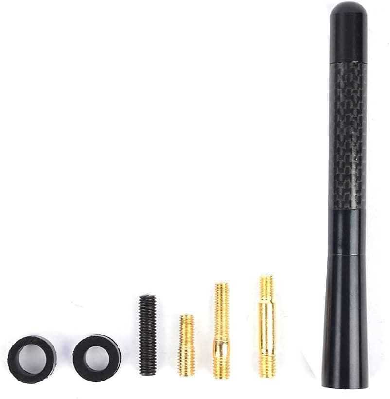 Rlfearl Universal Car Antenna Mast Carbon Fiber Vehicle Replacement Short Antenna 4.7 inch Compatible with Toyota, Ford, Chevrolet, Honda, Nissan, VW, Audi, Mazd