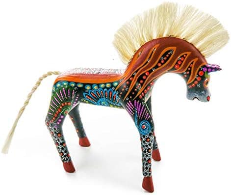 Black Horse Handcrafted Oaxacan Alebrije Wood Carving Mexican Folk Art Sculpture Painting …