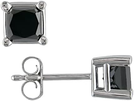 14k White Gold Black Diamond Stud Earrings (1 Cttw)