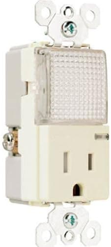 Legrand-Pass & Seymour TM8HWLTRLACC6 Decorator Combination Hall Light and Tamper Resistant Single Receptacle, Light Almond