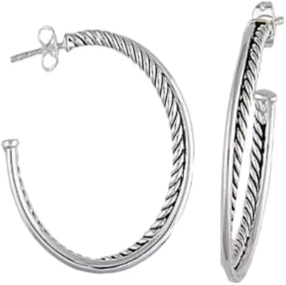 Montana Silversmiths Women's Rope Hoop Earrings Silver One Size