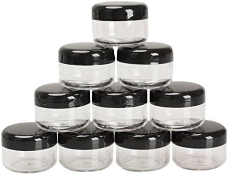 Glamorway Pack of 10 Cosmetic Empty Jar Pot Eyeshadow Makeup Face Cream Container (Black)