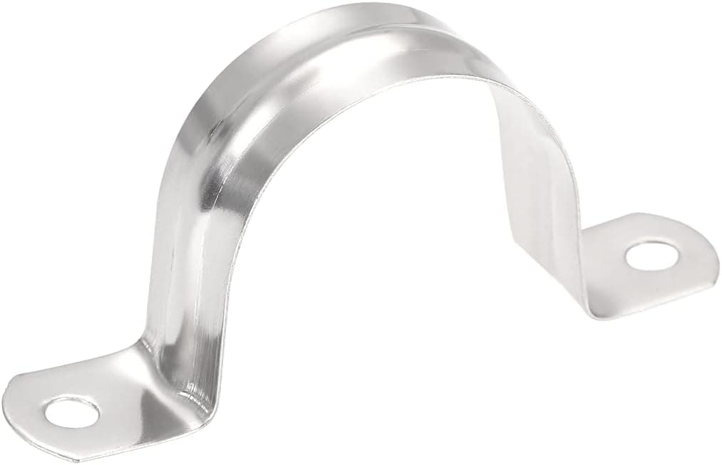 uxcell 42mm/1.65" Rigid Pipe Strap, 2 Holes Tube Straps 201 Stainless Steel Tension Tube Clip Clamp 25pcs