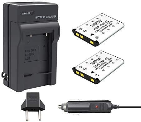 TURPOW 2 Pack NP-45 NP-45A NP-45B NP-45S Battery & Charger Compatible with Fujifilm FinePix XP20 XP30 XP60 XP70 XP80 XP90 XP120 XP130 XP140 T350 T360 T400 T500 T510 T550 T560 JX500 JX520 JX550 JX580