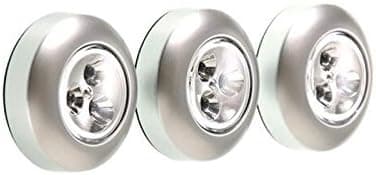 LED Battery-Operated Stick-On Tap Light, Silver, Pack of 3