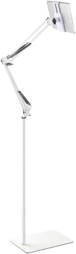 SPESSN Adjustable Floor Stand, Universal 360-degree Rotatable Metal Tablet Holder compatible iPad Air,iPad mini,Samsung Galaxy Tab and Phones(White)