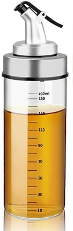 Fyuan Olive Oil and Vinegar Dispenser - 6 oz Clear Glass Cruet Bottles for Cooking with No Drip SpoutStoppers - Kitchen Dispensing Cruets-Oil Pourer Dispensing Bottle, Pack of 1