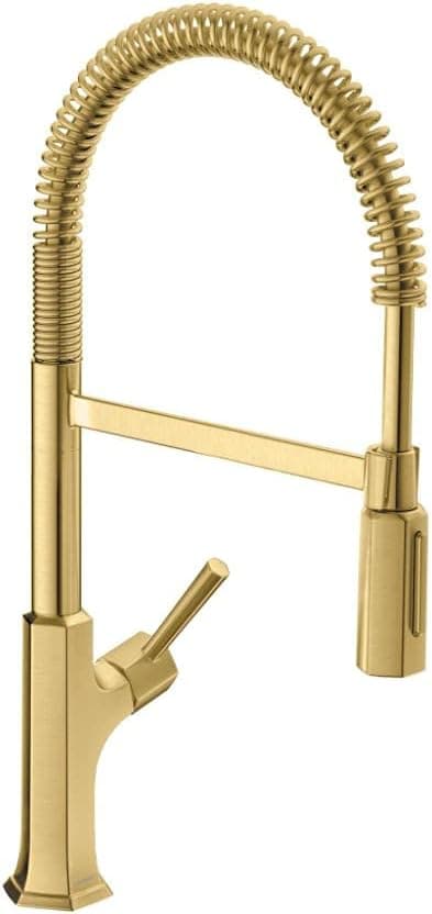 hansgrohe Locarno Semi-Pro Commercial Kitchen Faucet 1-Handle 21-inch Tall Pull Down Sprayer in Brushed Gold Optic, 04851250