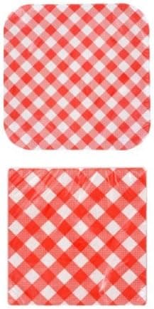 Retro Summer Time Red & White Picnic Plates (14 Count) and Napkin (20 Count) Set