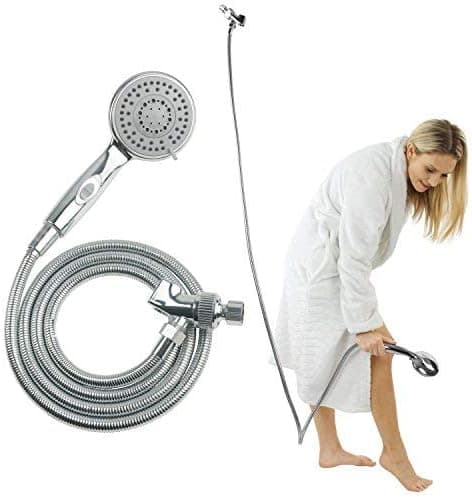 Vive Handheld Shower Head - 2 in 1, Long Hose, High Pressure, Chrome Finish Bathroom Faucet Kit with Large Waterfall Rainfall Head - Universal Adapter Holder Mount for Wall - Clean Overhead Rain Style