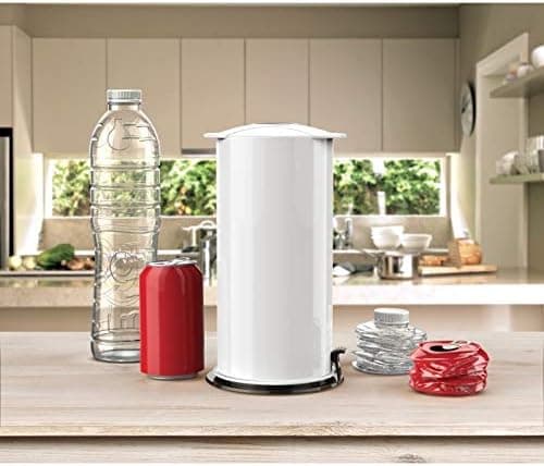 Plastic Bottle Crusher for Recycling Aluminum Cans Soda Beer Plastic Bottles, Eco-Friendly Recycle Tool Can Shrinker Crusher (White)