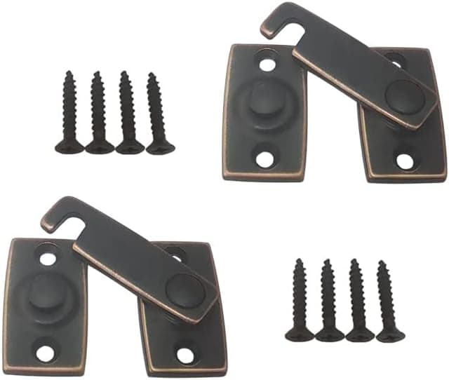 QCAA Solid Brass Shutter Bar/Door Latch, 7/8" x 2-3/32", Edged Classic Bronze, 2 Pack, Made in Taiwan