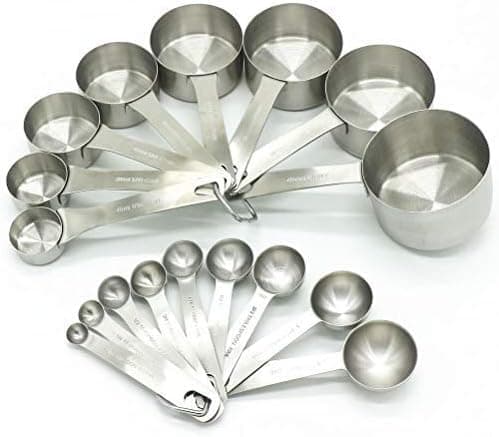 Smithcraft Measuring Cups and Measuring Spoons Set, Stainless Steel Measuring Cups and Spoons, 18/8 Steel Heavy Duty 8 Measuring cups, 9 Measuring Spoons, Baking Measure Cups Spoons