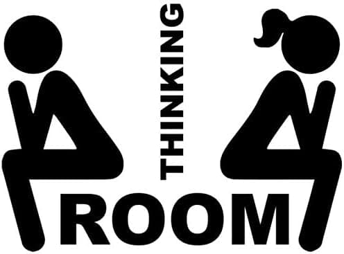 Keen Thinking Room Decal Vinyl Sticker|Walls Doors Flat Surface Restrooms Bathrooms|Black|5.5 in|KCD495