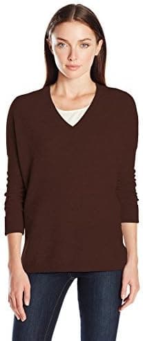 Amazon Brand - Lark & Ro Women's 100% Cashmere Soft Slouchy V-Neck Sweater