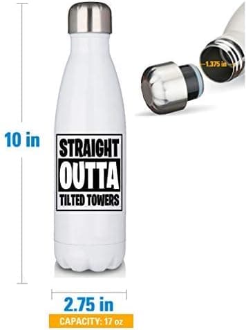 Premium White 17oz Double Walled Insulated Cola-Shaped Stainless Water Bottle/Straight Outta Tilted