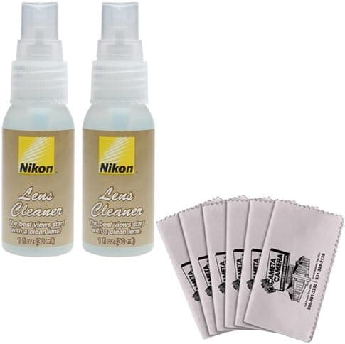 (2) Nikon Lens Cleaner Fluid Spray Bottles + 6 Microfiber Cleaning Cloths for D3100, D3200, D5100, D5200, D600, D800, D4 Digital SLR Cameras