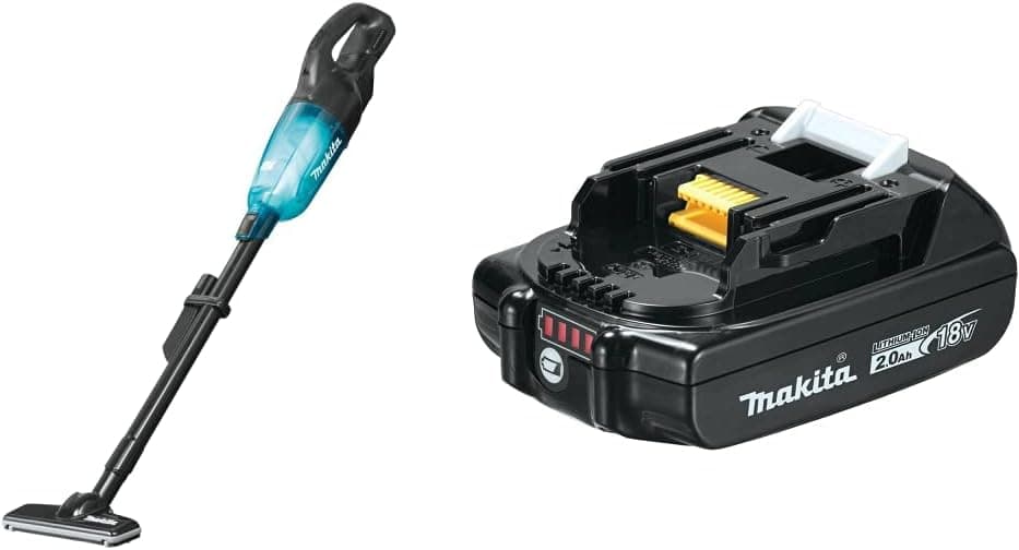 Makita XLC03ZBX4 18V LXT Lithium-Ion Brushless Compact Cordless Vacuum, Trigger w/Lock, with BL1820B 18V LXT Lithium-Ion Compact 2.0Ah Battery