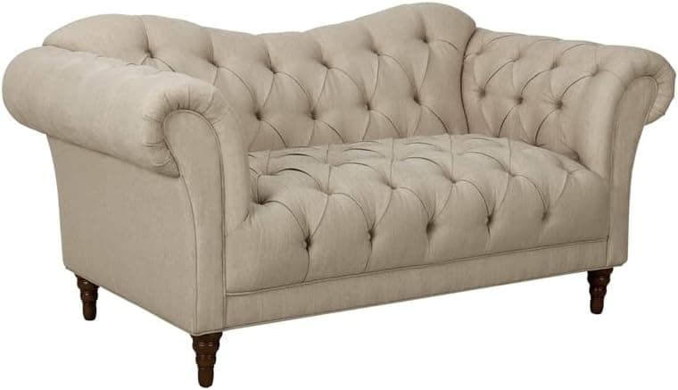 Homelegance St. 70" Claire Fabric Chesterfield Loveseat, Almond Brown