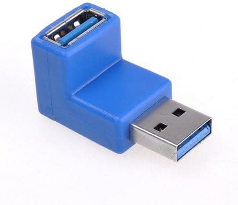 BestDealUSA Blue USB 3.0 A Male to A Female M/F 90 Degree Angled Adapter Plug Converter